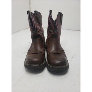 Justin Gypsy Boots Womens Size 8B Brown Pink Western Leather Work Cowboy L9903